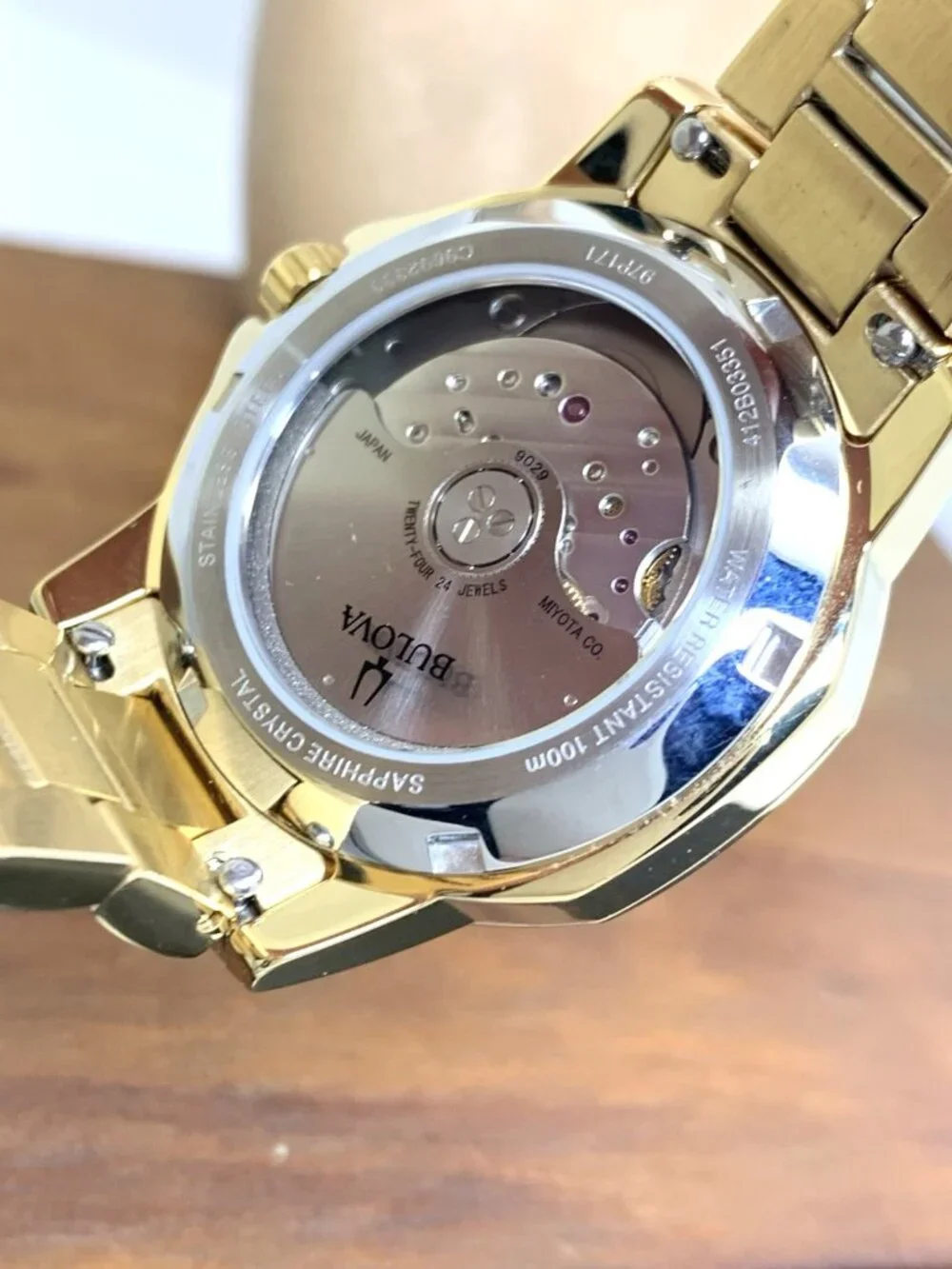 Bulova Women's Watch 97P171 Automatic Black Mother of Pearl Dial Gold Steel 35mm